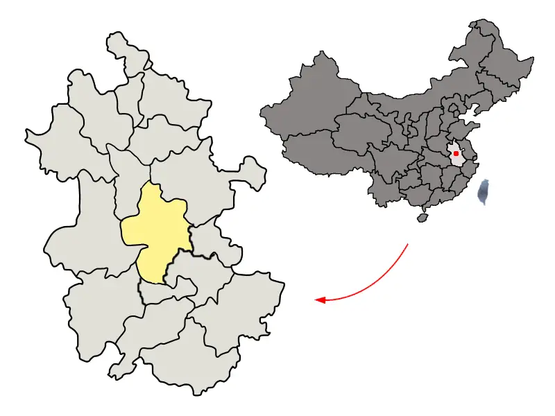 Location of Hefei Prefecture within Anhui (China)